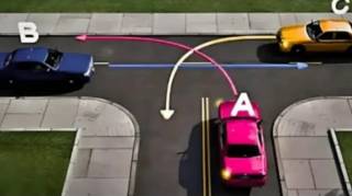 Quelle voiture a la priorit&eacute; &agrave; une telle intersection