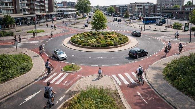 Le rond-point &agrave; la hollandaise de plus en plus courant en France et c'est une bonne nouvelle pour les cyclistes