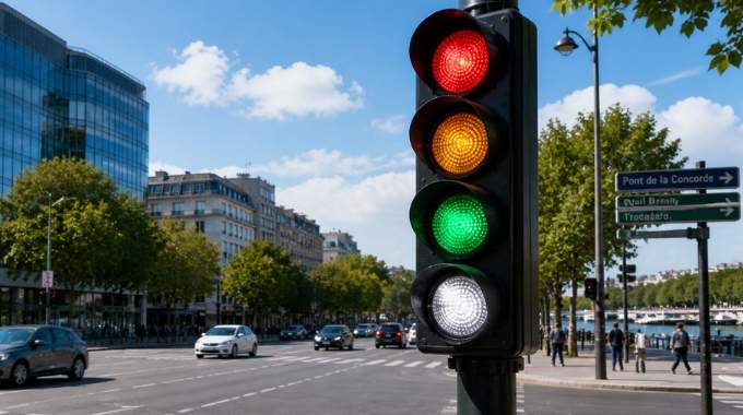 Les feux de circulation &agrave; quatre couleurs arrivent avec une lumi&egrave;re blanche qui va changer notre fa&ccedil;on de conduire