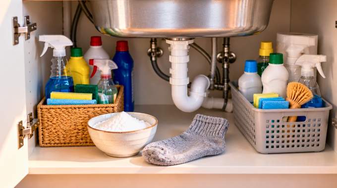 Les Fran&ccedil;ais sont invit&eacute;s &agrave; mettre une vieille chaussette et du bicarbonate dans le placard sous l&rsquo;&eacute;vier en NOVEMBRE