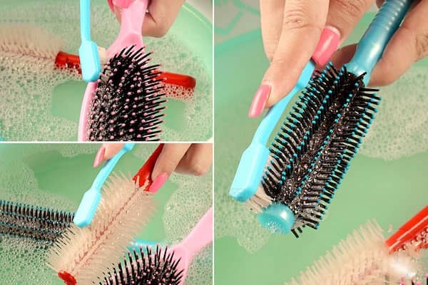 Nettoyer une brosse à cheveux avec une brosse à dents