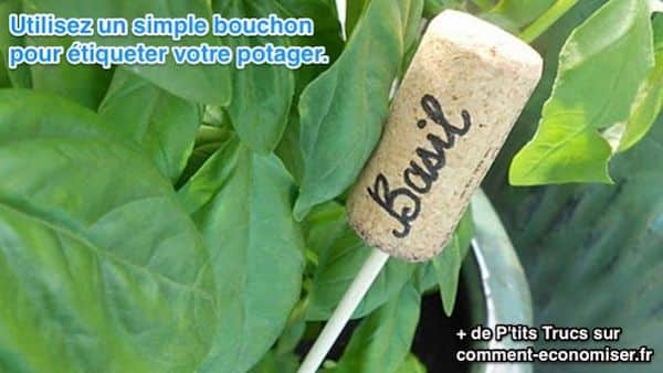 Utilisez des vieux bouchons pour faire des étiquettes de potager.