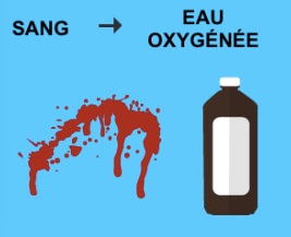 lavez les taches de sang avec du peroxyde oxygène