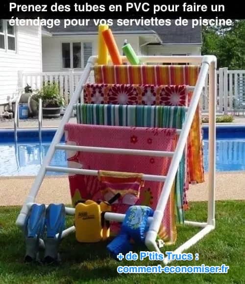 des tubes en PVC pour faire un étendage de serviettes