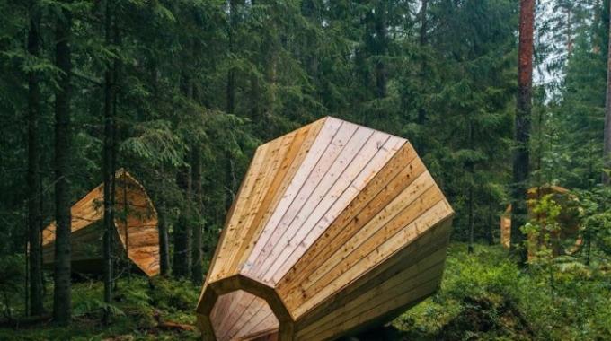 De Gigantesques Mégaphones en Bois Amplifient les Sons de la Forêt en Estonie.