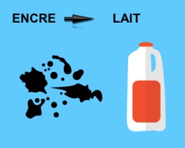 lavez les taches d'encre avec du lait