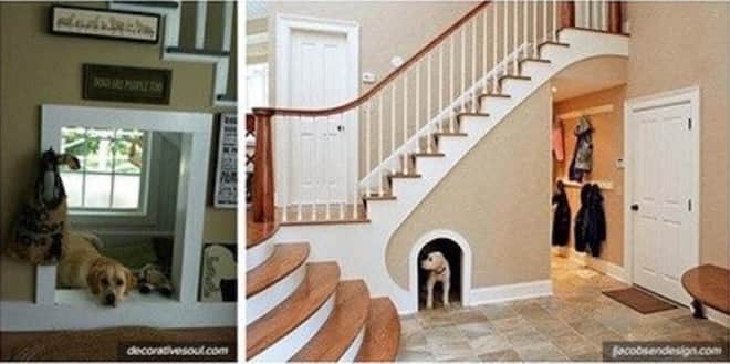 Niche pour chien qui est installé sous l'escalier