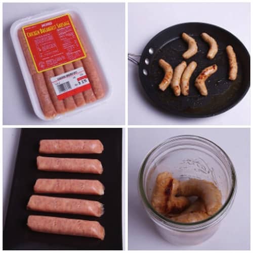 idée de bocal de spécimen à faire pour halloween avec des saucisses