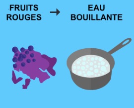 l'eau bouillante fait disparaître les taches de mures, cerises, myrtilles, fraises, baies rouges