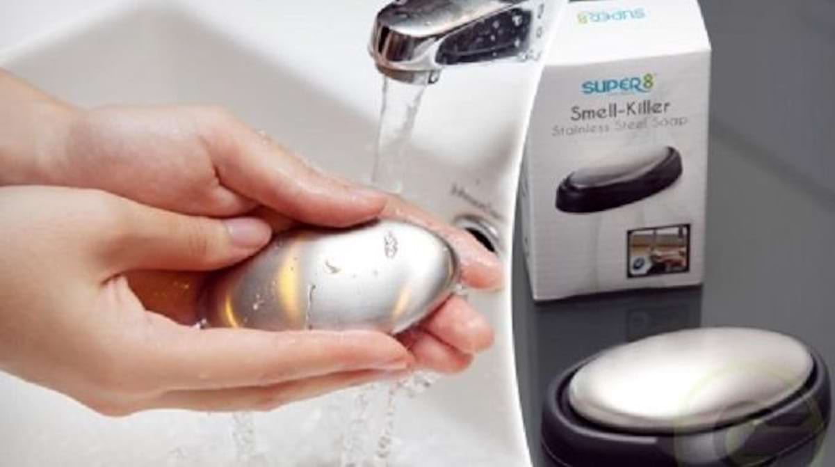 Lot 4 Savons En Acier Inoxydable Anti-odeurs - Élimine Odeurs D'ail, Oignon, Poisson - Avec Porte-savon
